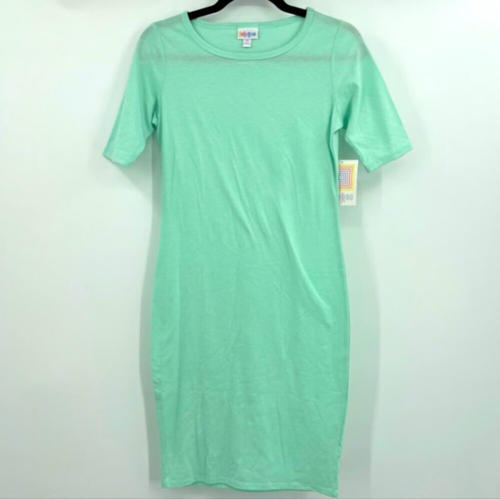 Lularoe Julia Womens Raglan Dress Sporty Solid Green XS NEW
